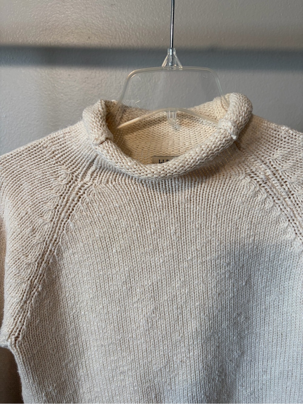 L.L. Bean Cream Turtleneck Sweater - Women's Rolled Neck - Picture 3 of 8